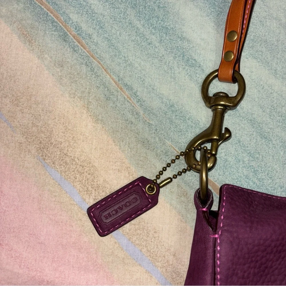Vintage Coach Satchel Suede Purple Plum Handbag Hobo - Picture 3 of 11